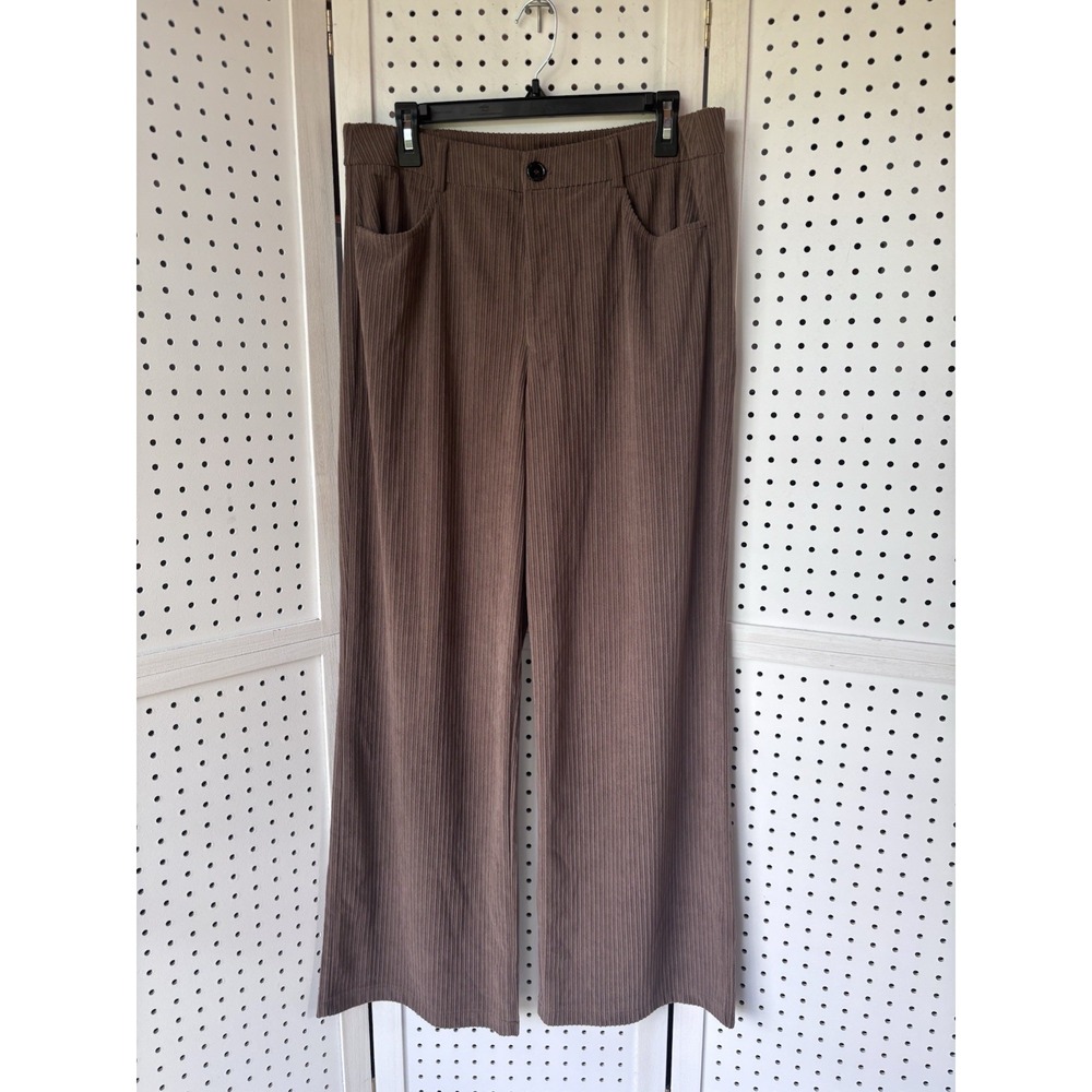 H&M Wide Leg Soft Ribbed Corduroy Pants Women's M Brown